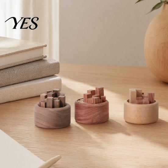 Fireless Fragrance Diffuser Wooden Essential Oil Diffuser, Beech Wood Aromatherapy Small Round for Home Offices Cars Yoga Rooms Black Walnut