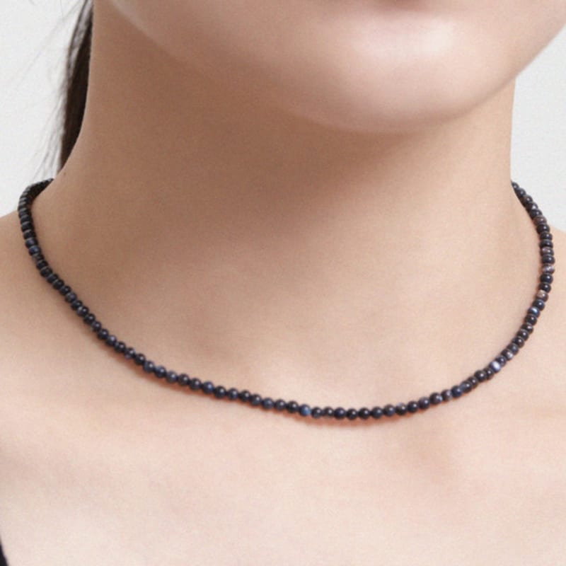 Kiee Oshimu (Silver925) 510 Black Shell Necklace