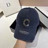 Paris Fashion Heavy Industry Rhinestone Letter C Baseball Cap Plus Casual Personality Washed Ripped Cap