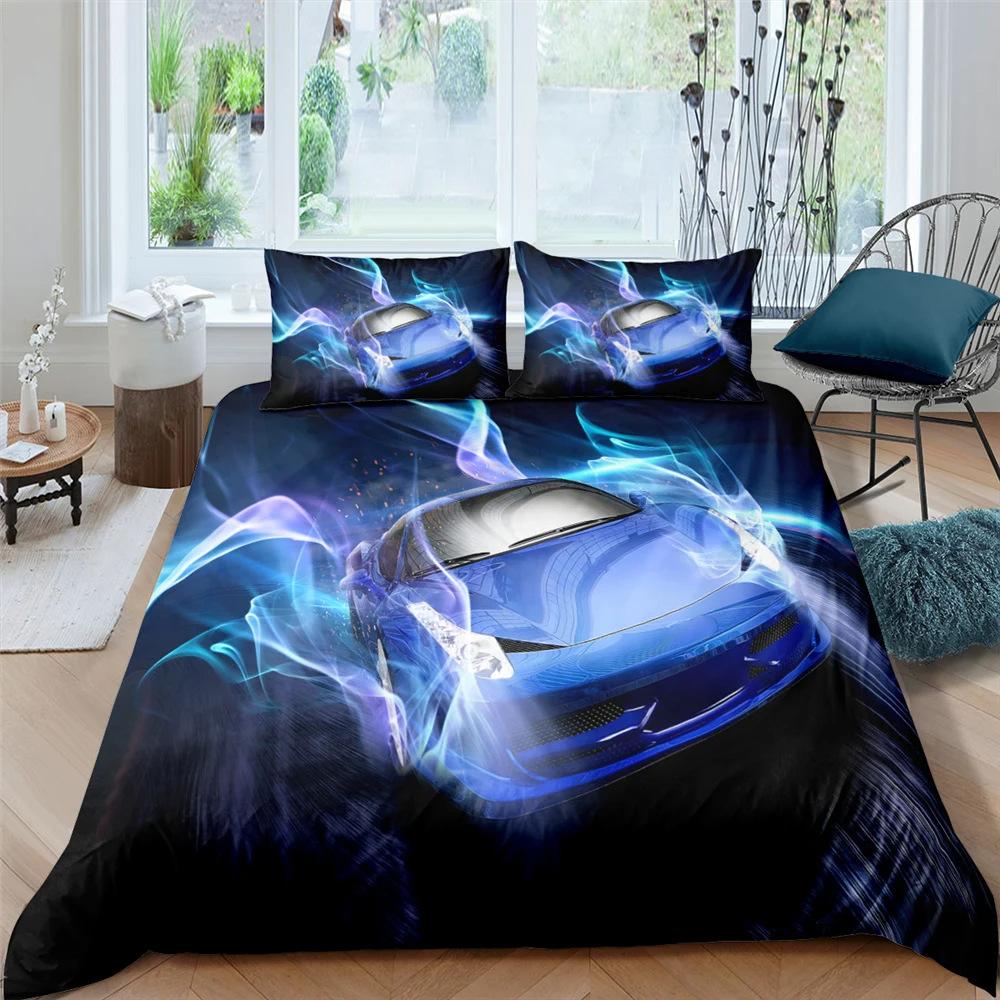 

Speed Sports Car Duvet Set Racing Theme Luxury Quilt Set Bedding Set Three-Piece Set EU single 135*200