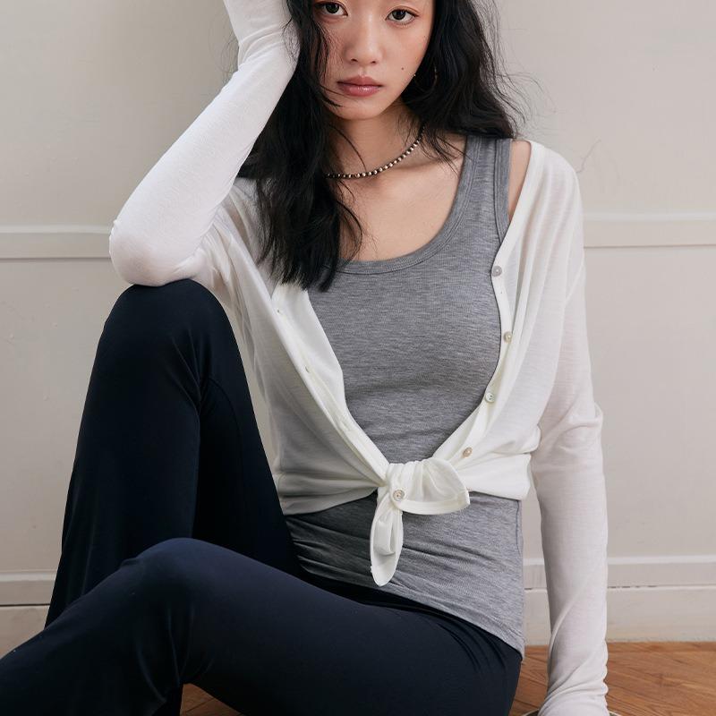 Spring and Summer High Quality Versatile Simple Daily Commuting Tencel Lyocell Sun Protection Knitted Cardigan Women s Top M белый