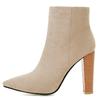 Fashion Women Ankle Boot Sexy Beige Black Heels Ankle Boot For Women Brand Designer Pointed Autumn Winter Party Shoes Large Size
