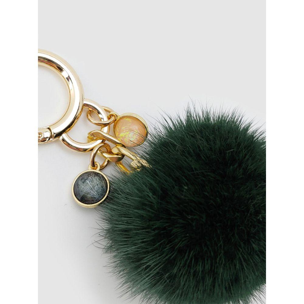 LALA Natural Mink Fur Keychain - Green