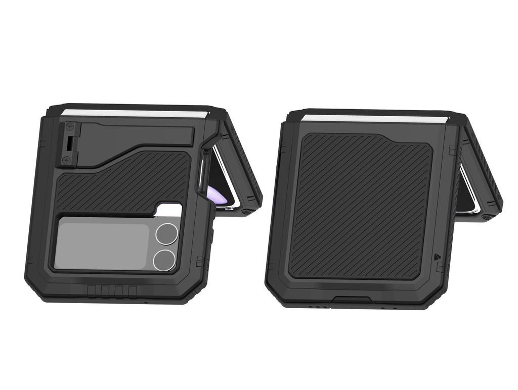 Cross-Border Metal Three-Proof Phone Case for Samsung Z-Flip-4 - Full Coverage Anti-Drop Protection