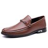 Fashionable Hollow Out Top Layer Cowhide Men's Slip-On Loafers Leisure Rubber Bottom Adult Sandals Comfortable Breathable Shoes