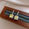 18k real gold electroplated zircon square pendant earrings, European and American earrings, earrings.