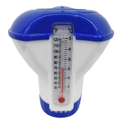 5 Inch Float Dispenser Float Cup Pool Spa Chlorine Tablet Dispenser Floater with Thermometer 120 Fahrenheit