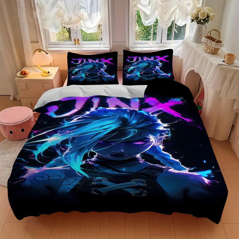 3pcs Jinx Home Bedding Set-Universal Three-Piece Suit for Bedroom, Guest Room, Living Room, Hotel Decor-Perfect Gift for Fans, Travelers, Da