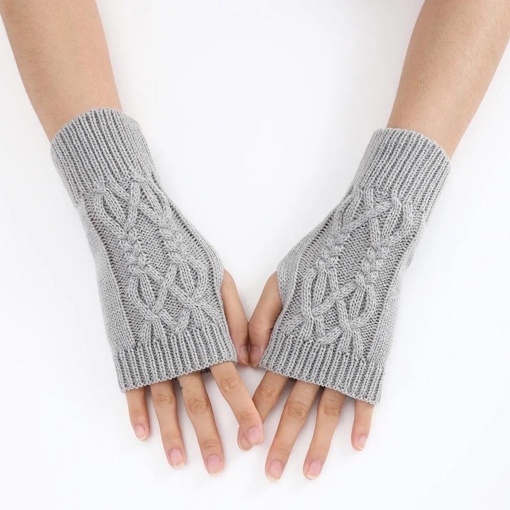 Half Finger Gloves for Women Winter Soft Warm Wool Knitting Arm Gloves Writting Warm Mittens Handschoenen Guantes