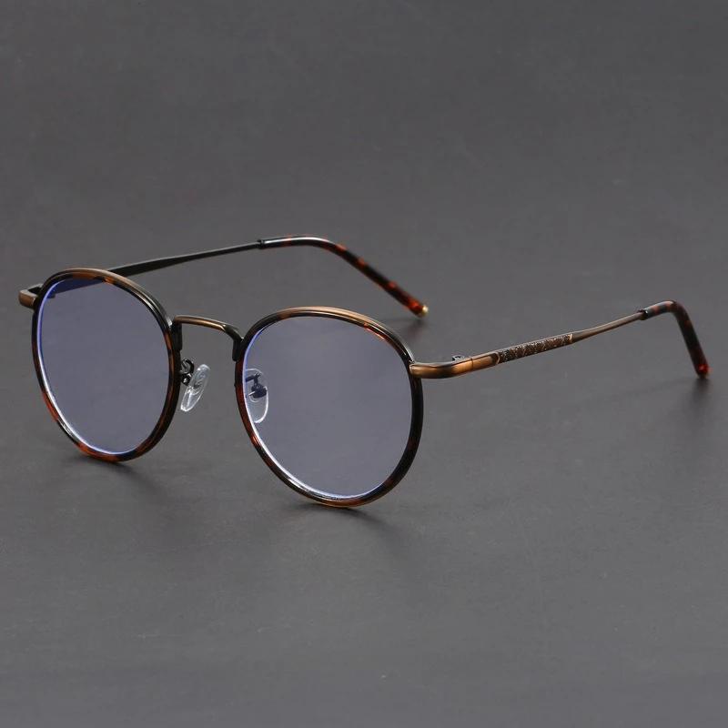 Retro Blue Light Blocking Glasses Men and Women Luxury Designer Ptical Eyeglasses High Quality Round Frame Eyewear for Male