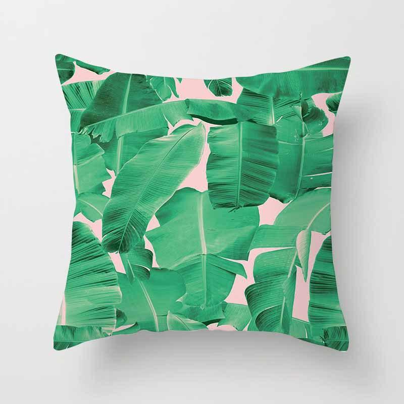 Fashion Tropical Plant Polyester Pillow Case Office Fabric Sofa Cushion Cover Home Polyester Pillow Case