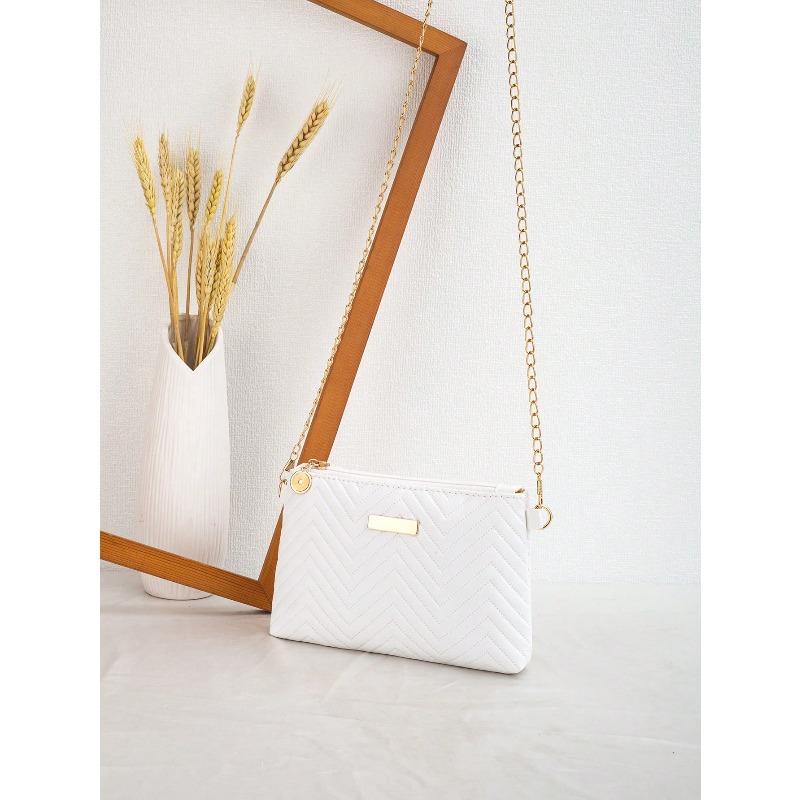 Ladies' New Fashionable Wave Embossed Chain Crossbody Bag, Shoulder Bag, Handbag, Envelope Bag