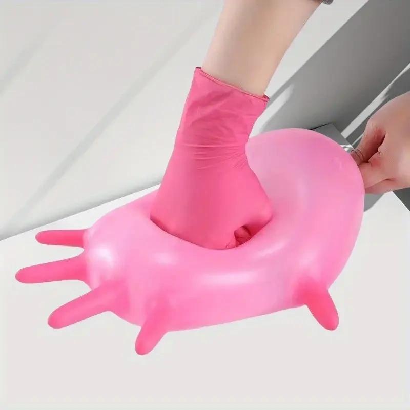 100PCS Pink Nitrile Disposable Gloves Working Gloves for Household Cleaning Kitchen Hair Salon Tattoo Gloves Latex Powder Free