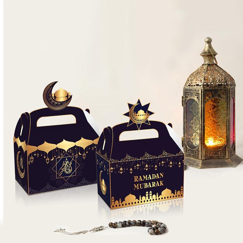 4pcs Eid Mubarak Cake Boxes Ramadan Candy Chocolates Gift Box Muslim Party Favor Box Ramadan Kareem Eid Al Adha Favor Box