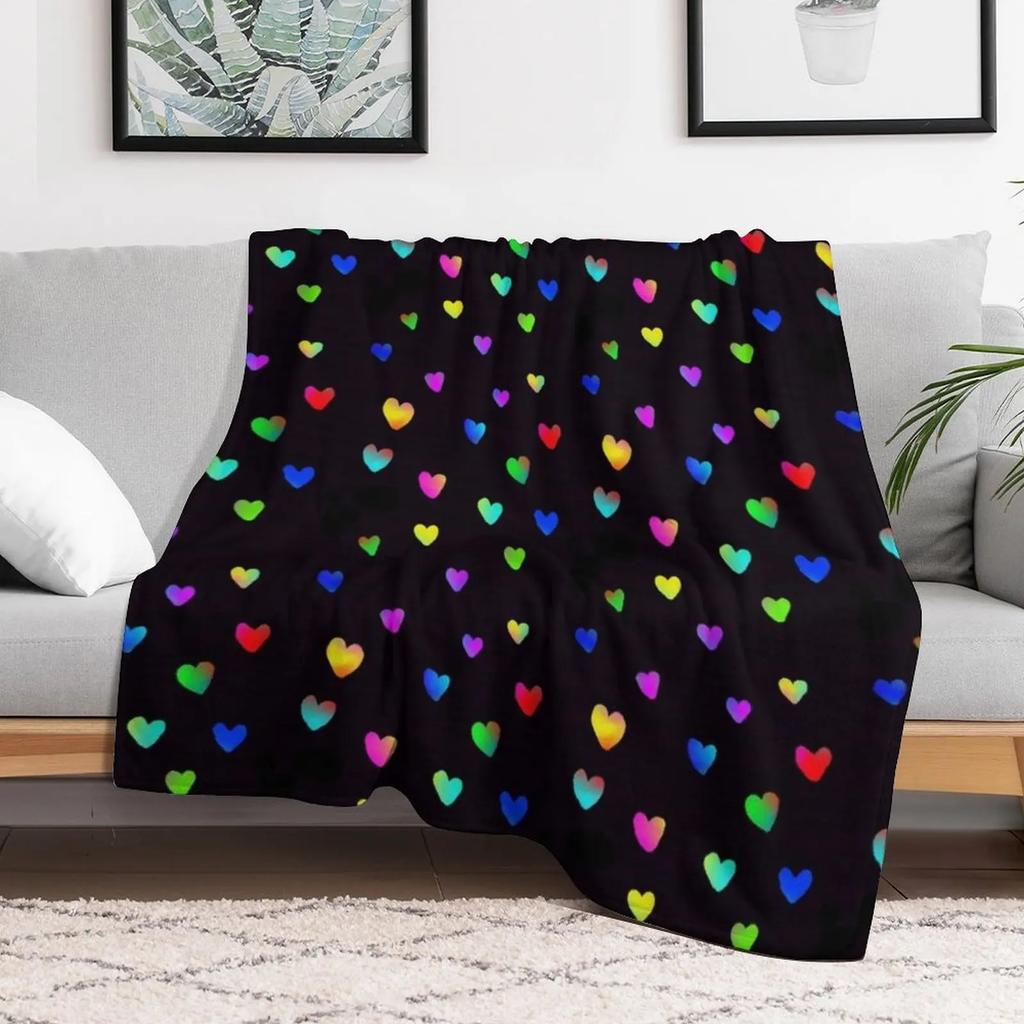Colorful Heart Sketch Throw Blanket Warm Comfortable Blanket for Office Napping