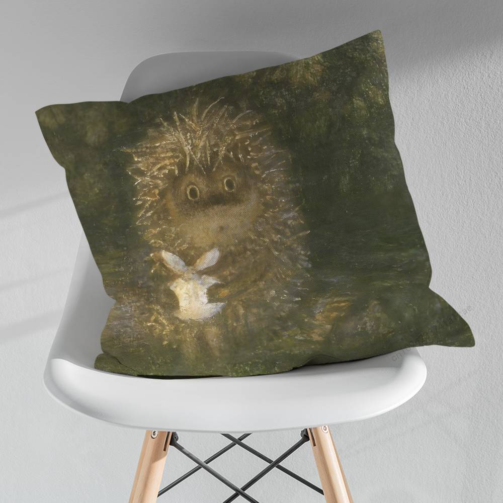 Retro Vintage Hedgehog Pillowcase for Sofa Room Office Decor Printing  Merchandise AllMatch Cushion Cover