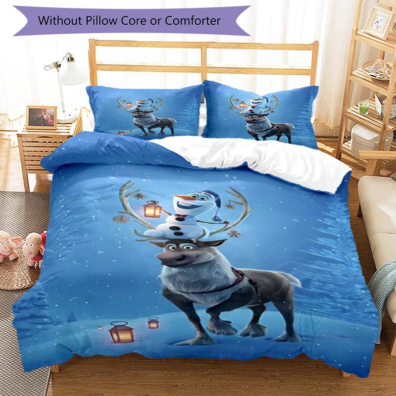 3pcs Elsa Bedding Set Duvet Cover Closure Includes 1 Duvet Cover & 2 Pillowcases, Soft and Comfortable for All Seasons.