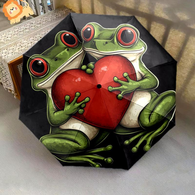 1 PC Automatic Folding Umbrella - Frogs Pattern, Portable & Foldable Design with 8 Ribs, Christmas Birthday Gifts