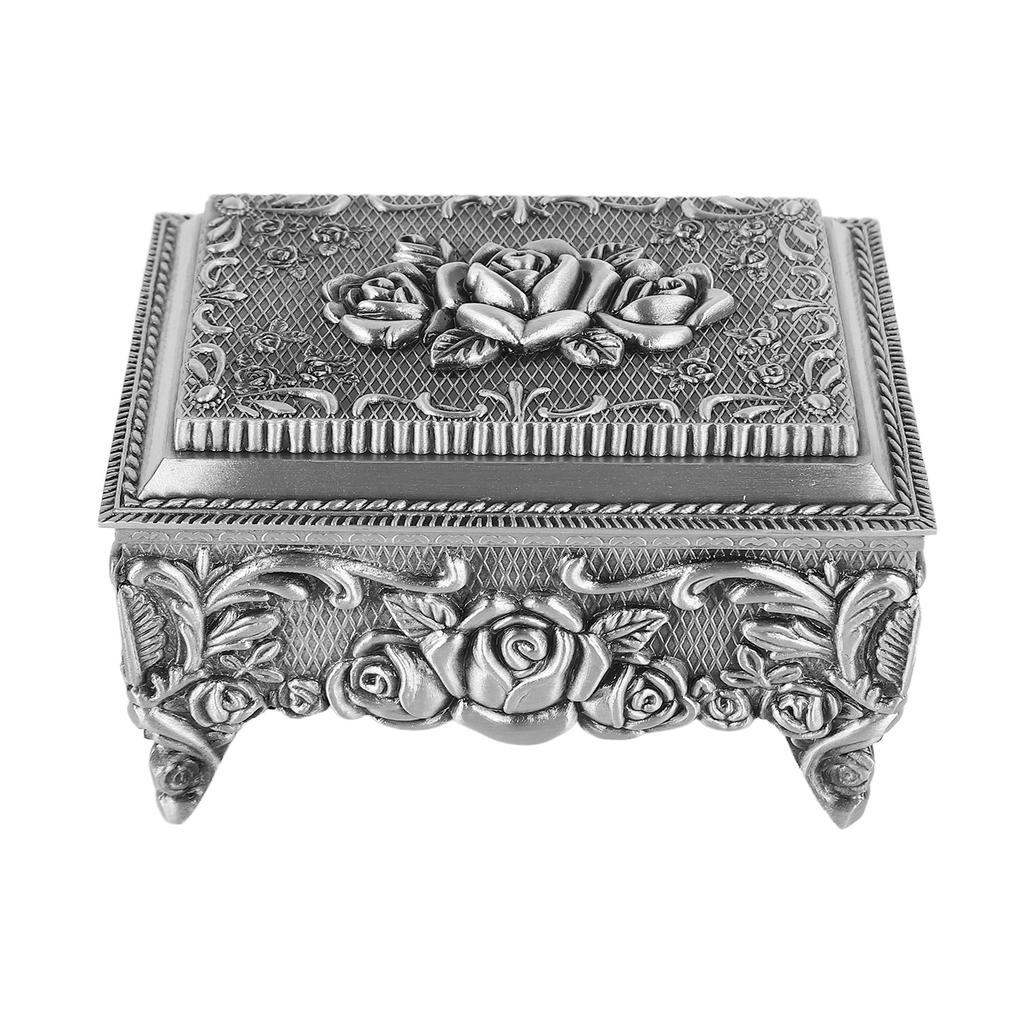 Vintage Jewelry Storage Box Alloy Decorative Large Capacity Jewelry Box for Earrings Rings Ancient