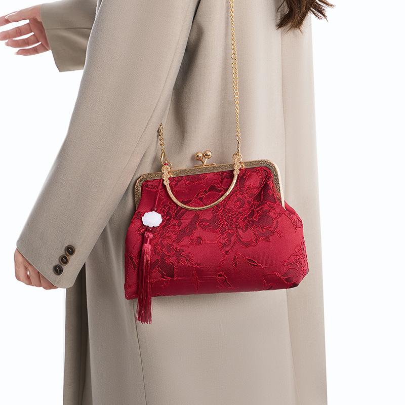 Red Bag Light Luxury Versatile Mother Wedding Bag Practical Messenger Handbag Mother-In-Law Wedding Bag