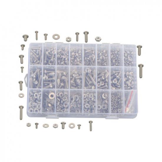 Набор из 710 штук ассортимента машинных винтов, гаек, болтов и плоских шайб