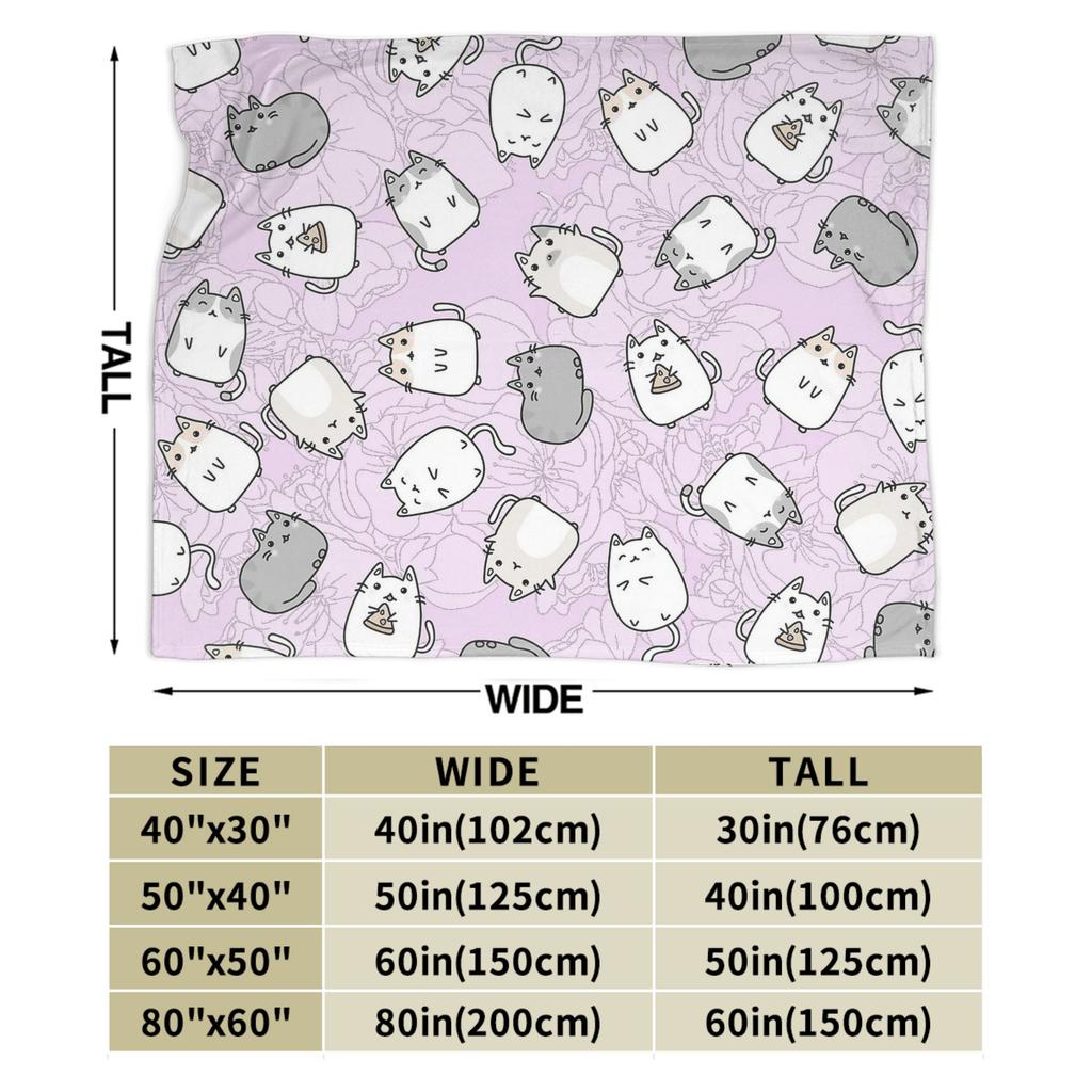 Cute Cat Pattern Blanket Fleece P-Pusheencats Lightweight Throw Blankets For Bedroom Sofa Bed Rug