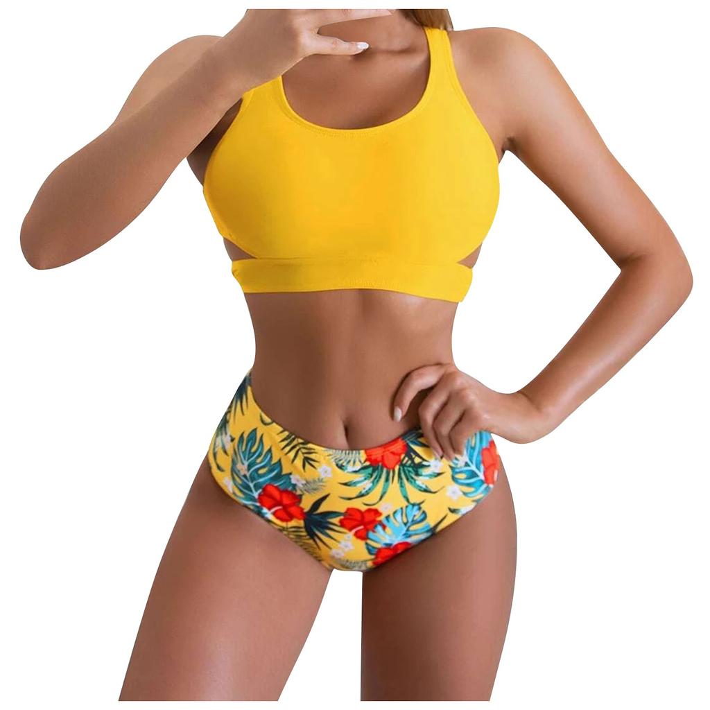 Women Sexy  Print Bikini Set Push Up Bathing Swimwear High Waist Swimsuit