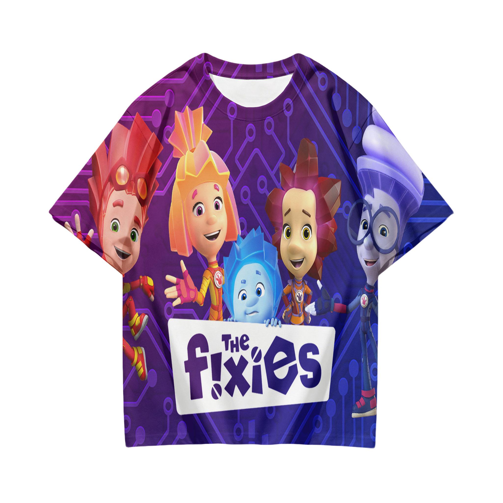 

The Fixies Short Sleeve T-Shirt Kids Soft Casual Tops Childrens Clothing 3D Cartoon Print Boys Girls O-neck Comfortable Tees 110