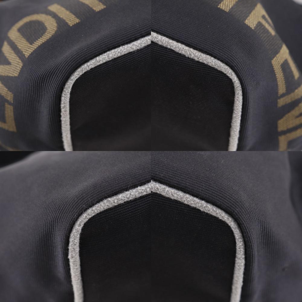 Fendi Logo Handbag One Handle Black Nylon Canvas Women Used