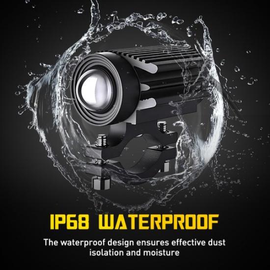 2x LED Motorcycle Headlight Yellow White Hi/Lo Spot Light Driving Fog Lamp ATV A