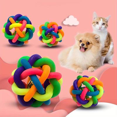 2 Stück PVC-Material Bunte Glocke Spielzeugball Haustier Katze Hund Interaktives Spielzeug