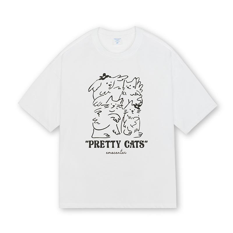 Short-sleeved Men's Pure Cotton T-shirt Summer Cotton T-shirt Cartoon Printing Loose