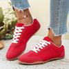 Casual Training Shoes Women Comfortable Round Toe Lace Up Sneakers Solid Color Sports Walking Shoes Women Flats