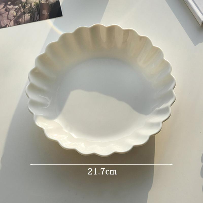 Ahundjiaz-Nordic Pure White Ceramic Plate Set, Dessert, Breakfast, Pasta, Western, Home Tableware, Kitchen Plates Sets