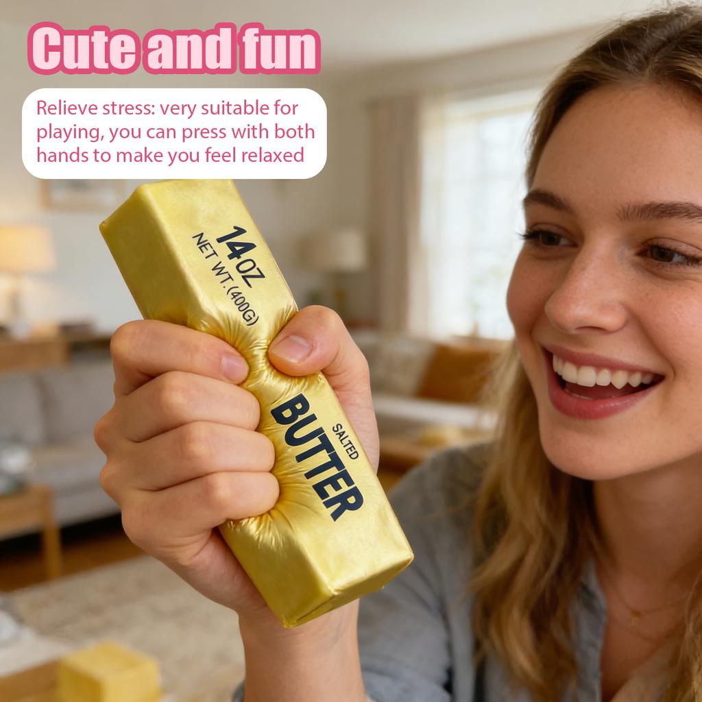 Butter Stick Stress Relief Toy 23cm Realistic Squishy Simulation Butter Bar for Desk Decoration and Hand Exercise