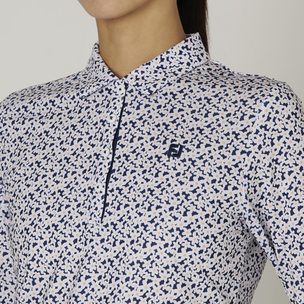 FootJoy Floral Print Long Sleeve Shirt, Navy, Women's, Size Small, FJW-F24-S09 (32280-S)