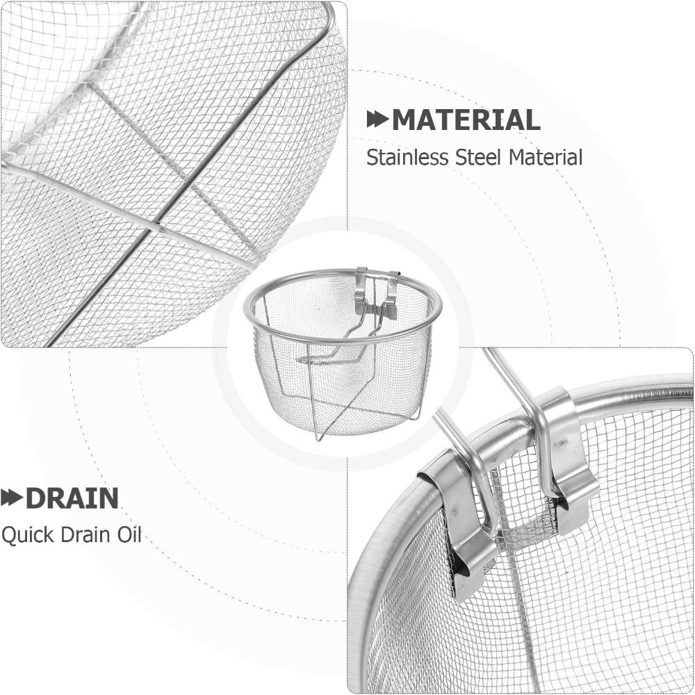 Stainless Steel Deep Fry Basket with Folding Handle French Fry Chip Basket Kitchen Strainer for Home Restaurant Cooking Serving