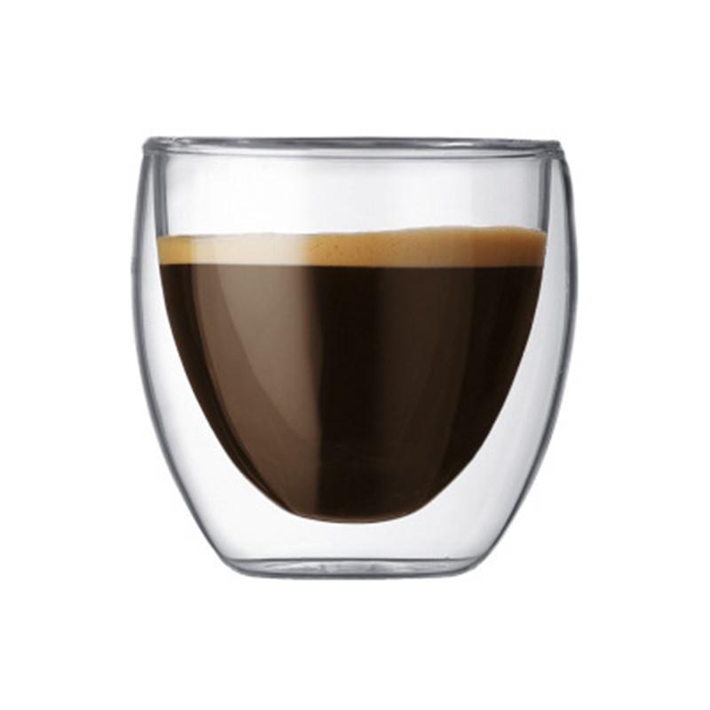 Double-Layer Insulated Borosilicate Glass Egg-Shaped Cup, Heat-Resistant, Transparent, 100ml/80ml for Coffee or Tea.