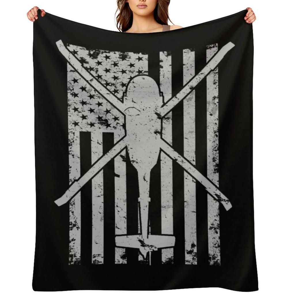 UH-60 Black Hawk Helicopter Vintage Flag Throw Blanket Fashion Sofas Blankets For Baby Thermals For Travel Luxury Blankets