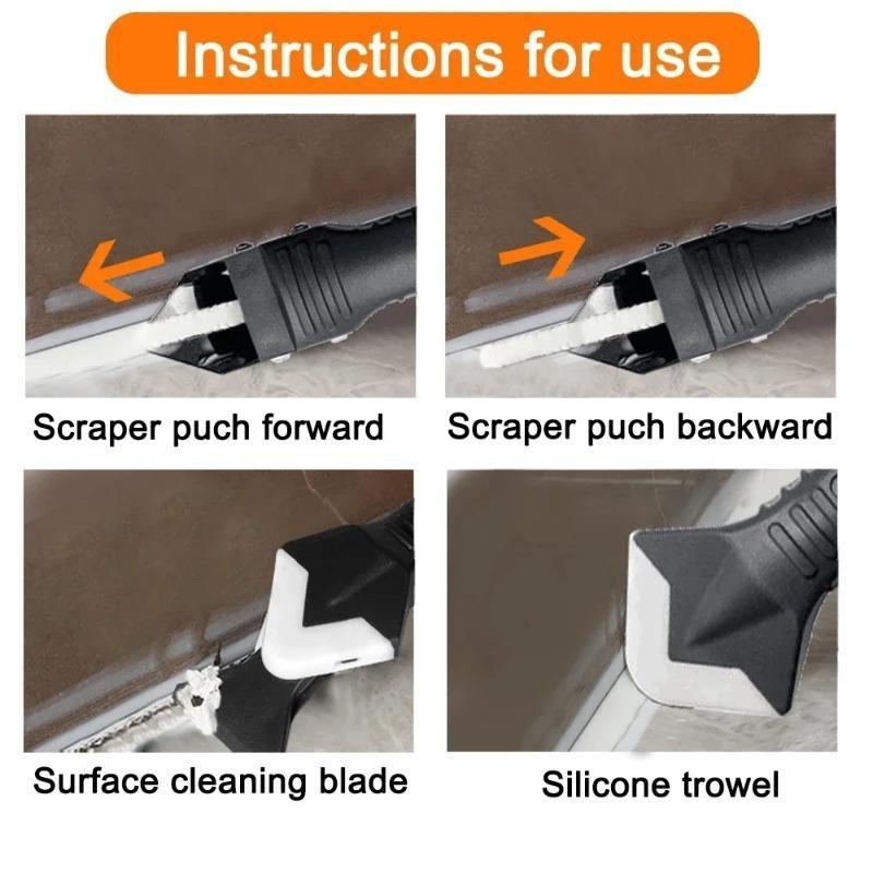 6pcs 5 In 1 Silicone Remover Caulk Finisher Sealant Smooth Scraper Grout Kit Tools with Seam Tape Plastic Hand Tools Set Accessories