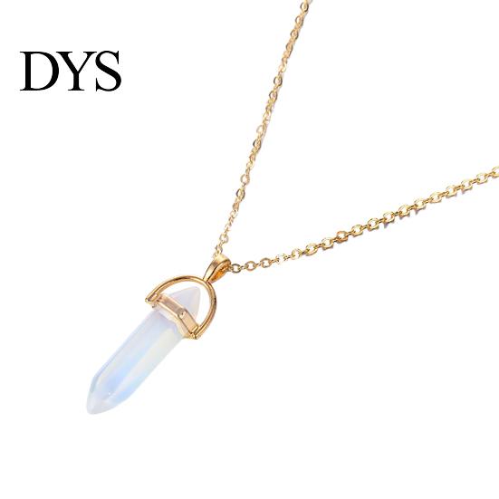 Pendant Necklace Faux Crystal Stone Decorative Chain Metal Women Jewelry Accessories