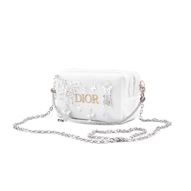 DIOR Bag [Customized Cosmetic Bag] Little Flower Moonlight Butterfly Shadow Beautiful and Romantic Elegant Butterfly Pearl Japanese Sweet Regular