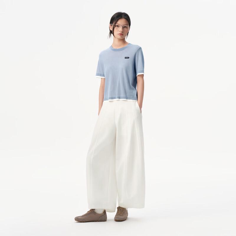 Broadcast Women's Loose Faux Two-Piece Short Sleeve Knit Top