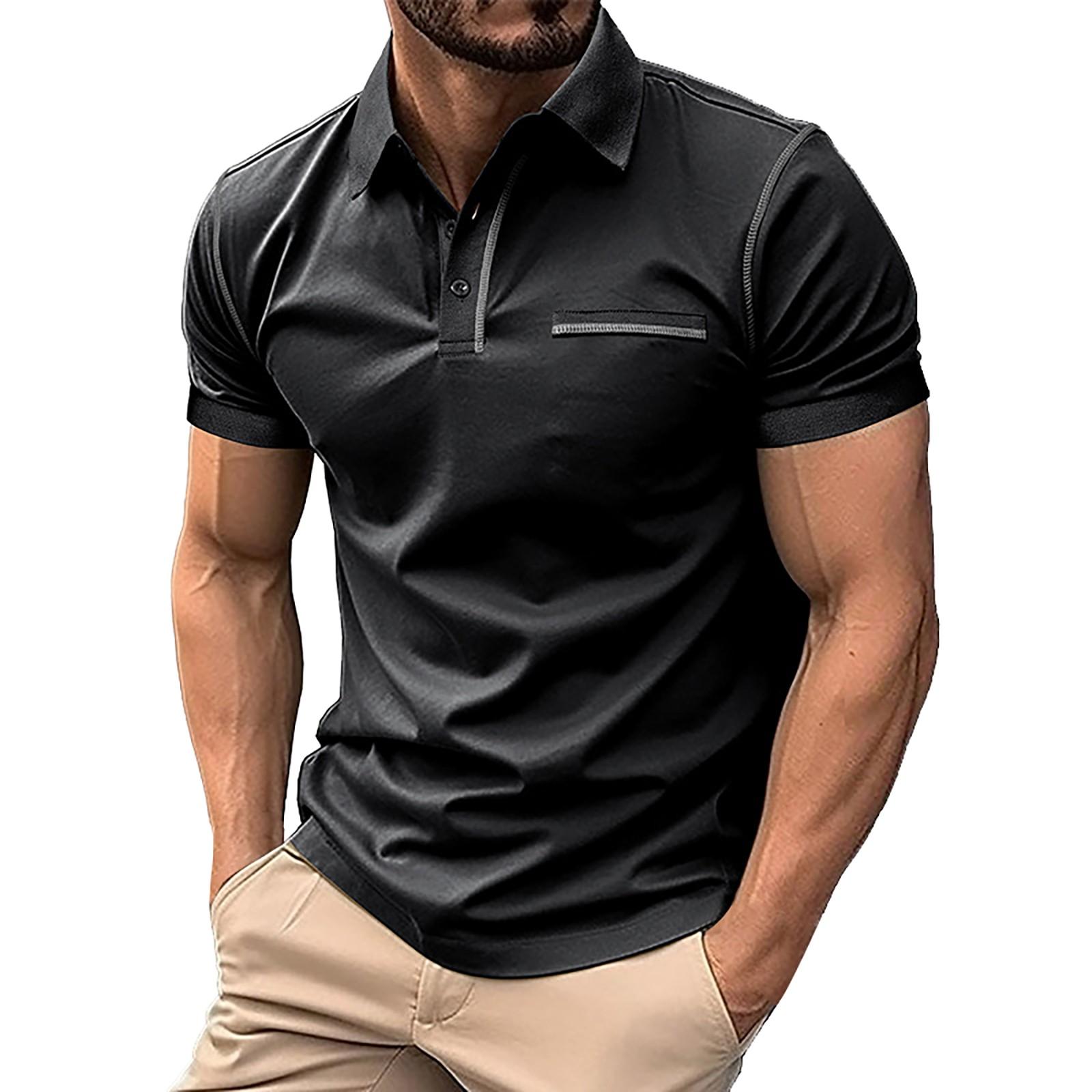 

Men s Casual Business Color Lapel Shirts Men s Printed Buttons Shirts M чорний