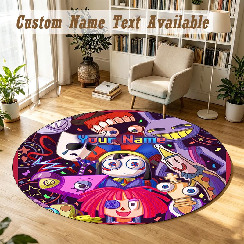 Round Rug Custom NameThe Amazing Digital Circus Pattern Non Slip Carpet Home Floor Decor
