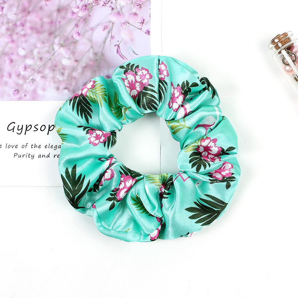 New Satin Printed Flower Floral Scrunchie Women Girls Elastic Hair Rubber Bands Accessories Tie Hair Ring Rope Holder Headdress