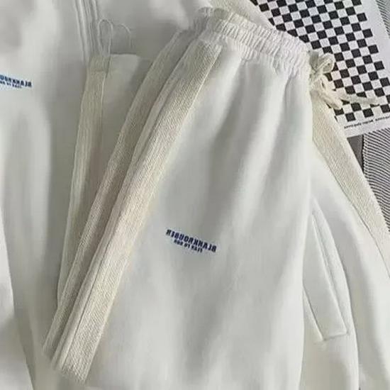 Pánská streetwearová tepláková souprava ve stylu Hongkongu: Volný trendy svetr a kalhoty s dlouhým rukávem, ležérní jarní/podzimní dvoudílný set