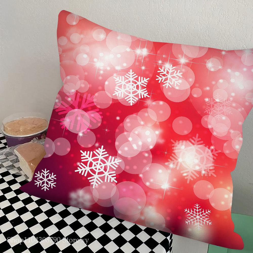 Red Christmas Pillow Case Fashion Square Pillowcase Bedroom Sofa Room Ins Decoration Leisure Cushion Cover 40x40