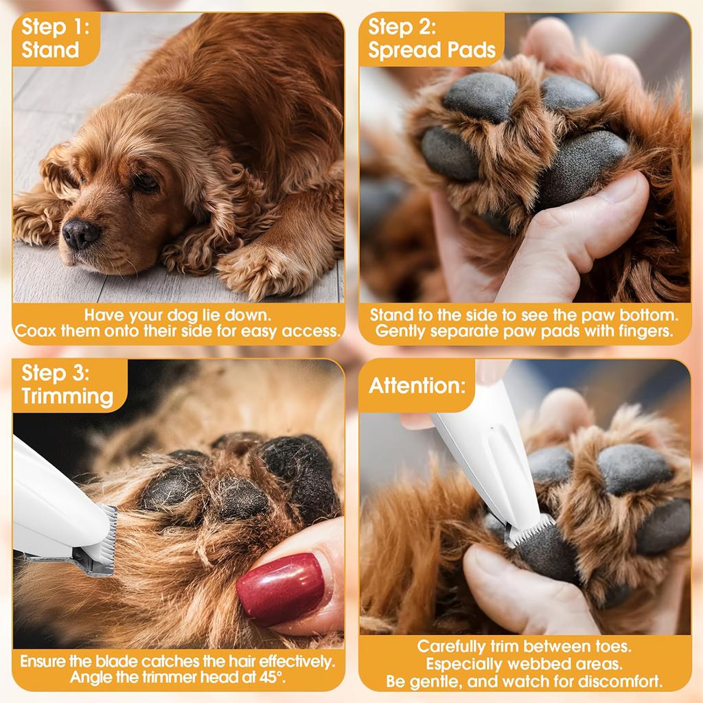 Pet Hair Clipper for Dogs and Cats Low Vibration Quiet Electric Trimmer Grooming Tool Rechargeable Cordless Hair Cutter for Pets