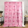 Pink Bow Heart Blanket Bedroom Blanket for Livingroom Couch Lunch Break Soft Throw for Friend's Festival Gift